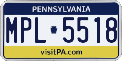 PA license plate MPL5518