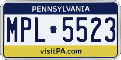 PA license plate MPL5523