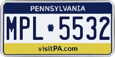 PA license plate MPL5532