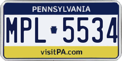 PA license plate MPL5534