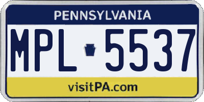 PA license plate MPL5537
