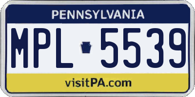 PA license plate MPL5539