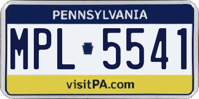 PA license plate MPL5541