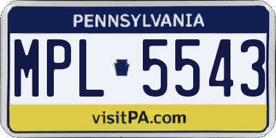 PA license plate MPL5543