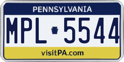 PA license plate MPL5544
