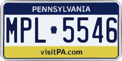 PA license plate MPL5546