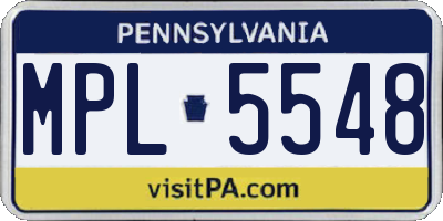 PA license plate MPL5548