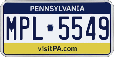 PA license plate MPL5549