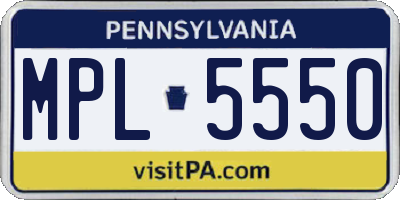PA license plate MPL5550