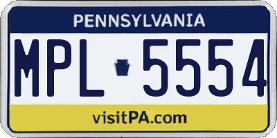 PA license plate MPL5554