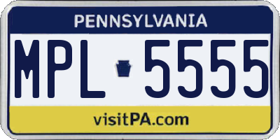 PA license plate MPL5555
