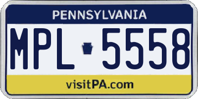 PA license plate MPL5558