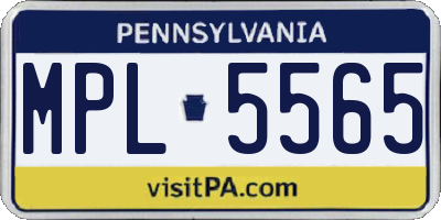 PA license plate MPL5565