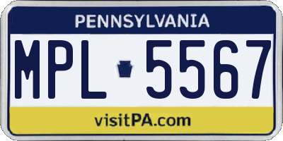 PA license plate MPL5567