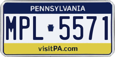 PA license plate MPL5571