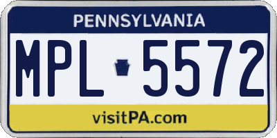 PA license plate MPL5572