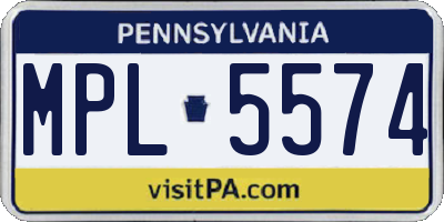 PA license plate MPL5574