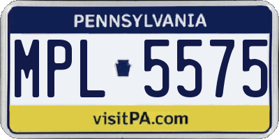PA license plate MPL5575