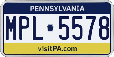PA license plate MPL5578