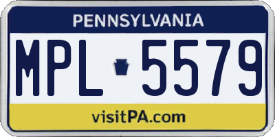 PA license plate MPL5579