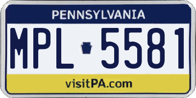 PA license plate MPL5581