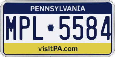 PA license plate MPL5584