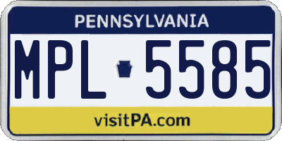 PA license plate MPL5585