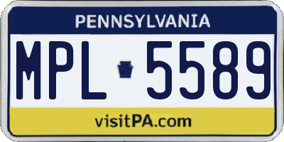 PA license plate MPL5589