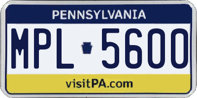 PA license plate MPL5600