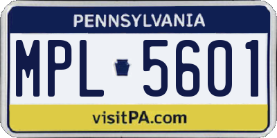 PA license plate MPL5601