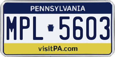 PA license plate MPL5603