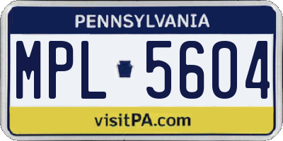PA license plate MPL5604