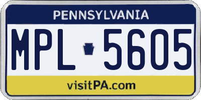 PA license plate MPL5605