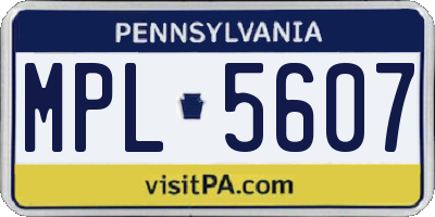 PA license plate MPL5607