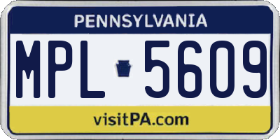 PA license plate MPL5609