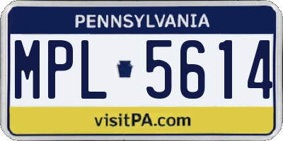 PA license plate MPL5614