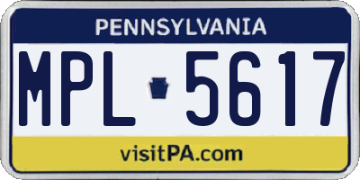PA license plate MPL5617