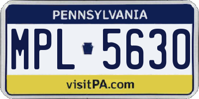 PA license plate MPL5630