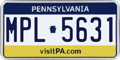 PA license plate MPL5631
