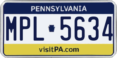 PA license plate MPL5634