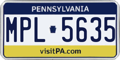 PA license plate MPL5635