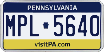 PA license plate MPL5640