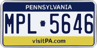 PA license plate MPL5646