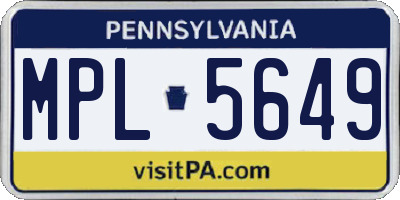 PA license plate MPL5649