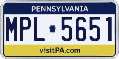 PA license plate MPL5651