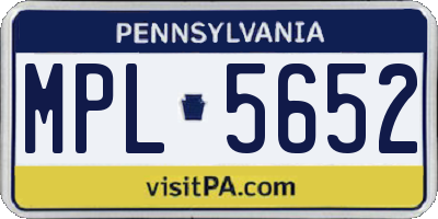 PA license plate MPL5652
