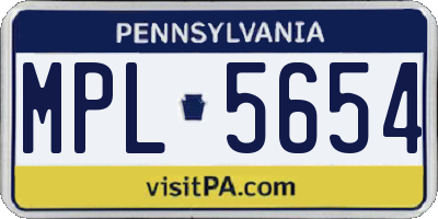 PA license plate MPL5654