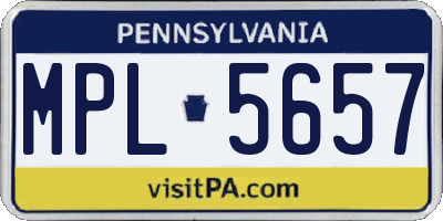 PA license plate MPL5657
