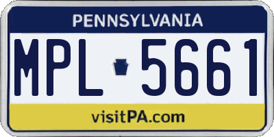 PA license plate MPL5661