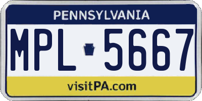 PA license plate MPL5667